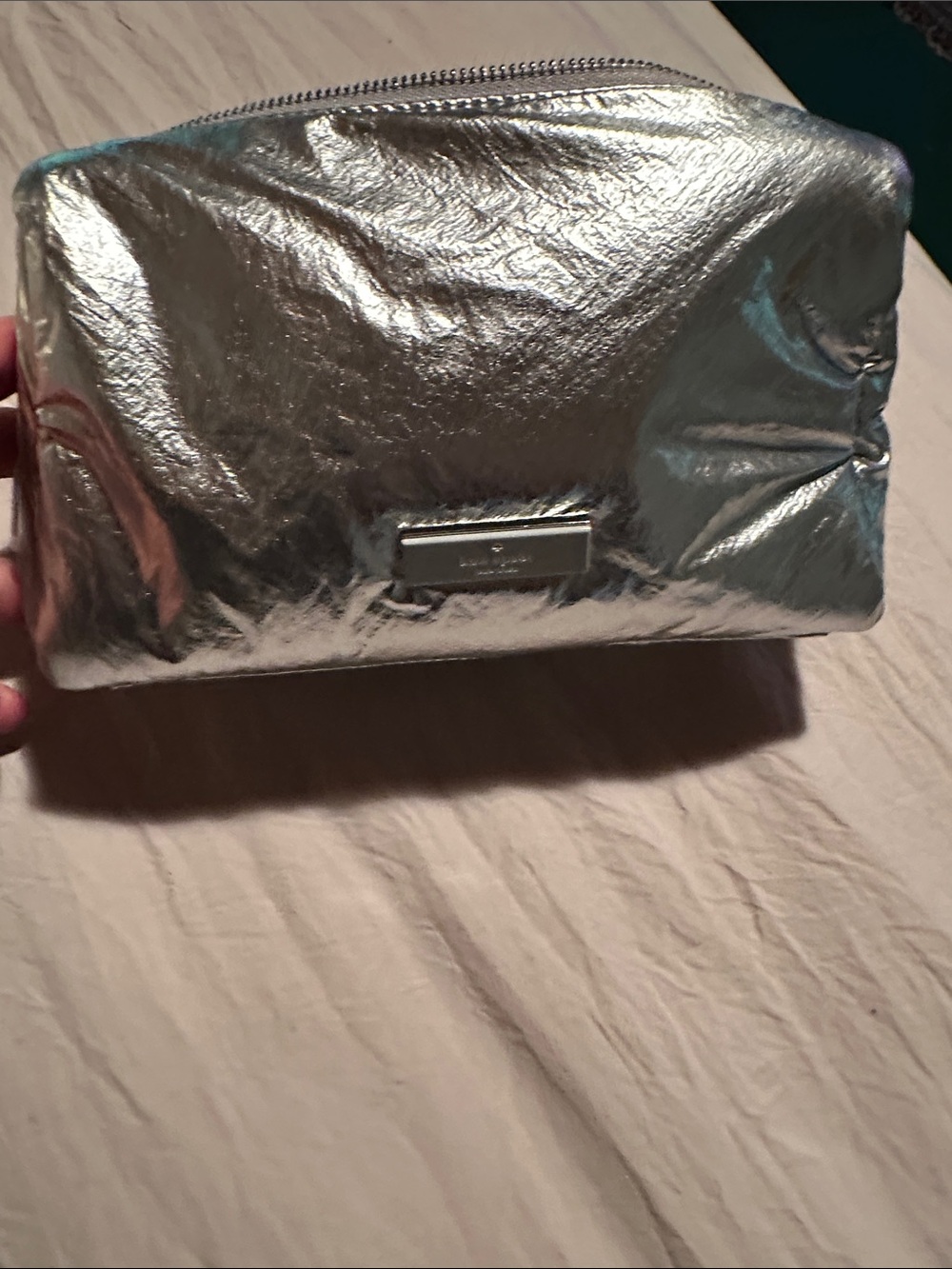 kate spade Metallic Silver Cosmetic Pouch